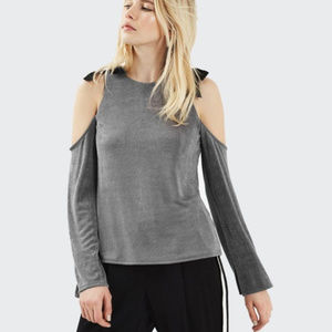 TOPSHOP  Grosgrain Cold Shoulder Bowtie Shirt